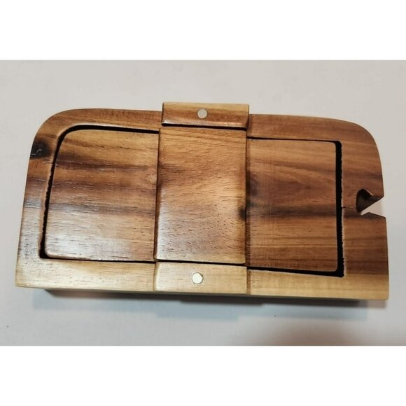 Carver Dan's Handcrafted Wooden Puzzle Box/Trinket Box Star Of David & Florals - Picture 16 of 16